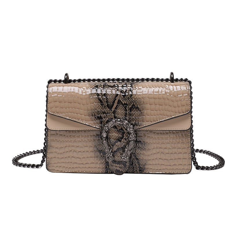 Niche Design Bag Women'S New Fashion Trendy Retro Portable Small Square Bag Crocodile Pattern Chain Crossbody Bag - Image 1