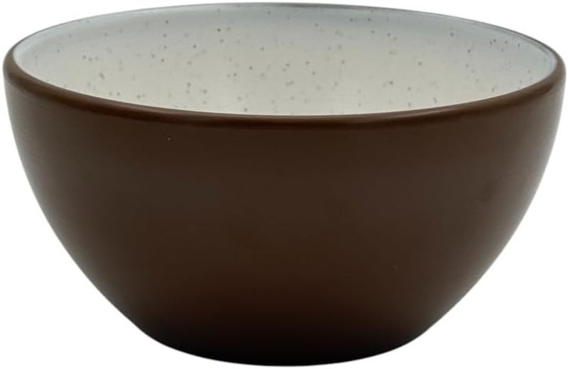 B&D Modern Ceramic Bowl with Turquoise Center Design, Brown Exterior, White Interior - Image 1