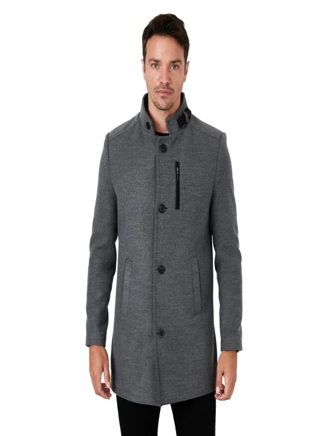 Buratti  Buratti Slim Fit Buttoned Stand Collar Cashmere Coat Men's COAT 5840099 for Men | Best Price UAE