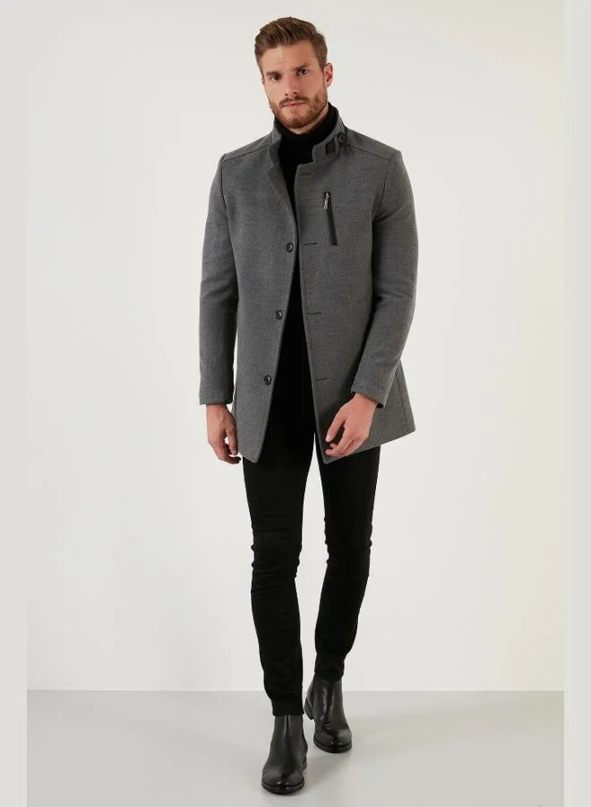 Buratti  Buratti Slim Fit Buttoned Stand Collar Cashmere Coat Men's COAT 5840099 for Men | Best Price UAE