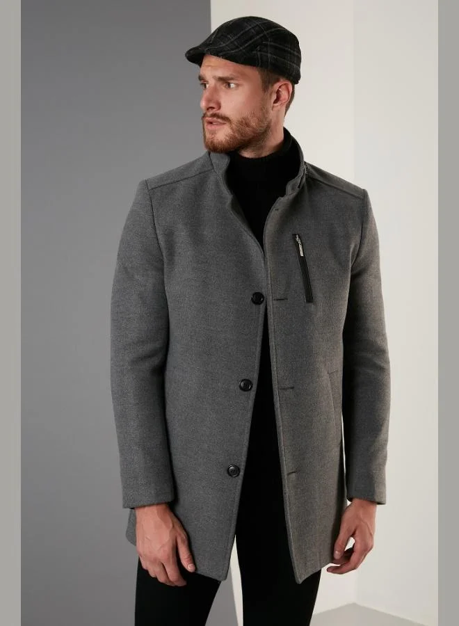 Buratti Slim Fit Buttoned Stand Collar Cashmere Coat Men's COAT 5840099