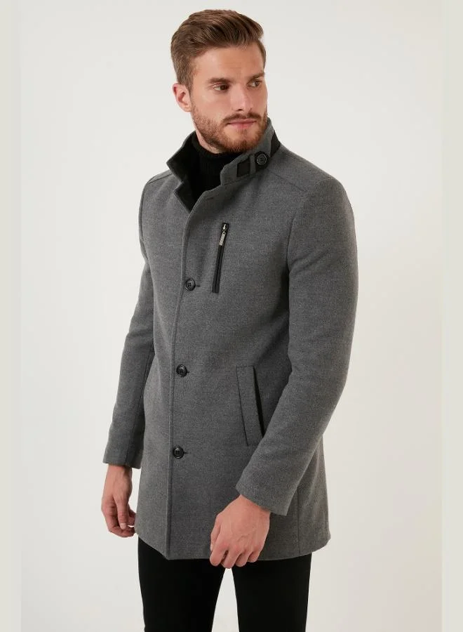 Buratti  Buratti Slim Fit Buttoned Stand Collar Cashmere Coat Men's COAT 5840099 for Men | Best Price UAE