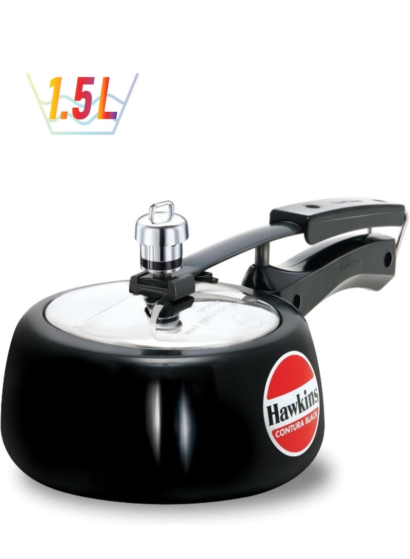 Hawkins 1.5 Liters Contura Aluminium Hard Anodized Pressure Cooker Pressure Cooker,Black - Image 1