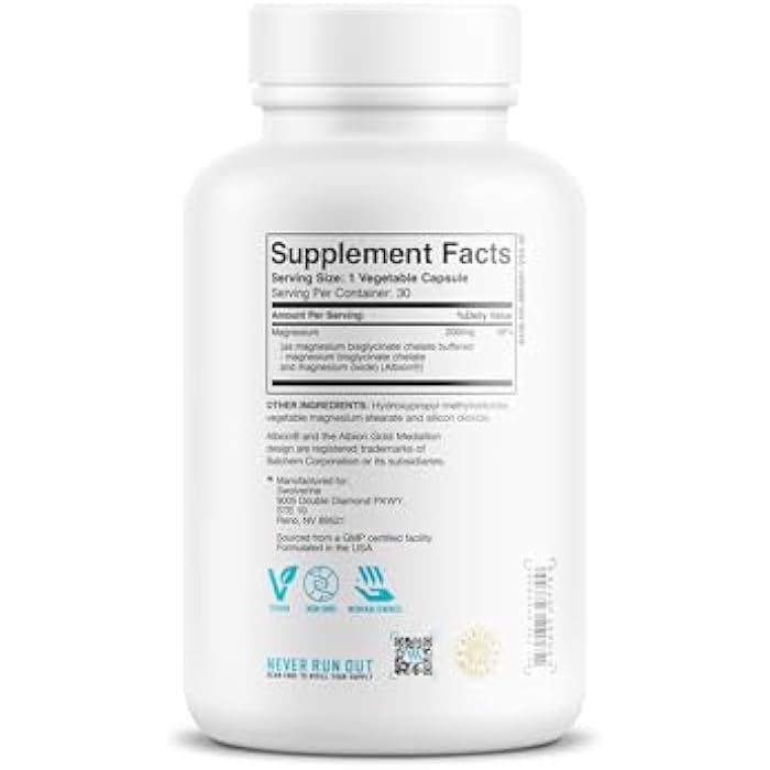 Swolverine® Magnesium Bisglycinate 200mg – TRAACS® Chelated Magnesium from Albion® | Highly Absorbable, Gentle on Stomach (30 Servings) - Image 4