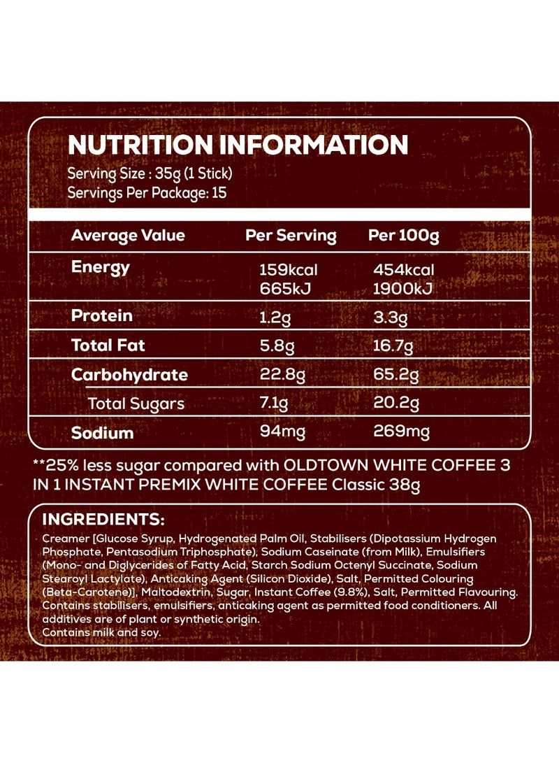 OldTown White Coffee 3 In 1, Less Sugar, 35g x 15 Pcs, 525 Grams - Image 5