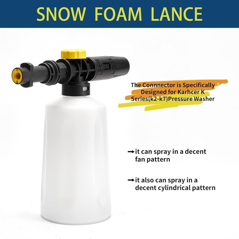 Purfex Snow Foam Lance for Karcher K2 K3 K4 K5 K6 K7 Pressure Washers | High-Pressure Car Jet wash 750ml Cannon with Adjustable Spray Nozzle for Thick Foam Dispense |Car Wash Gun Accessories - Image 2