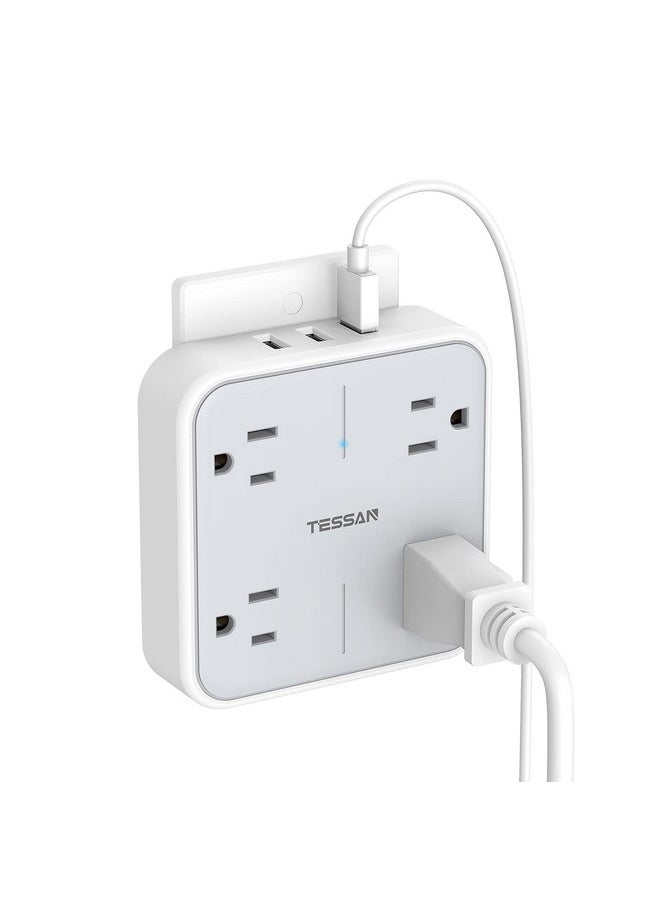 TESSAN - Multi Plug Outlet Extender with USB, TESSAN Surge Protector Splitter 3 USB Wall Charger, Multiple Expander for Travel, Home, College Dorm Room - Image 1