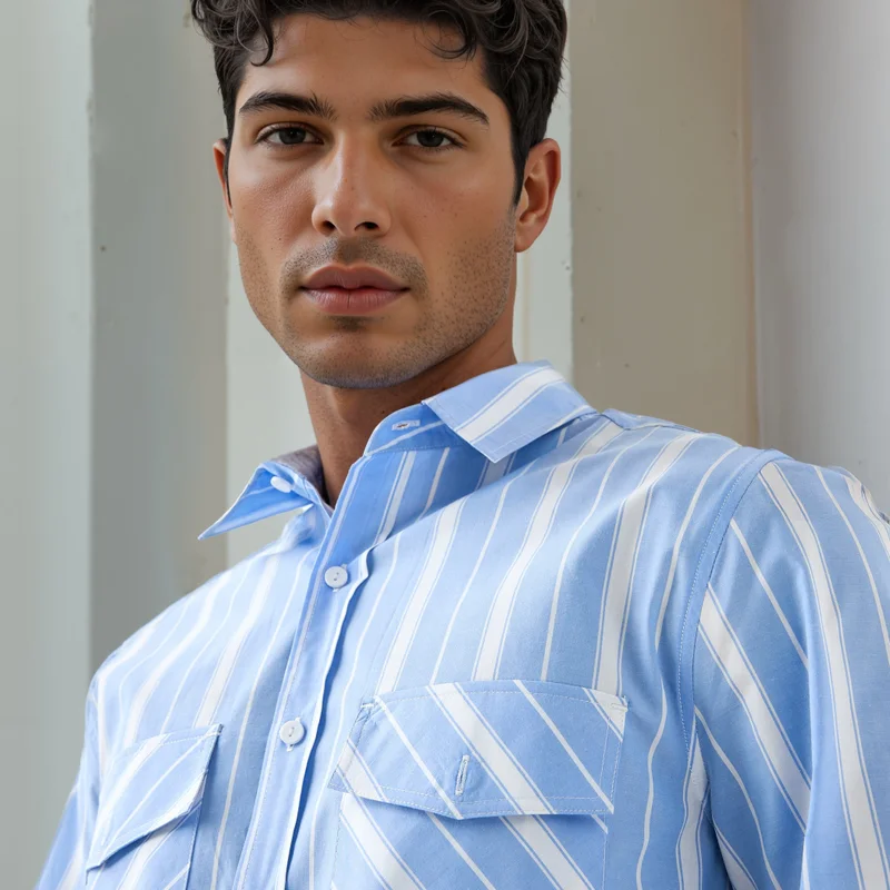 Lee Cooper  Lee Cooper Striped Shirt with Pockets for Men | Best Price UAE