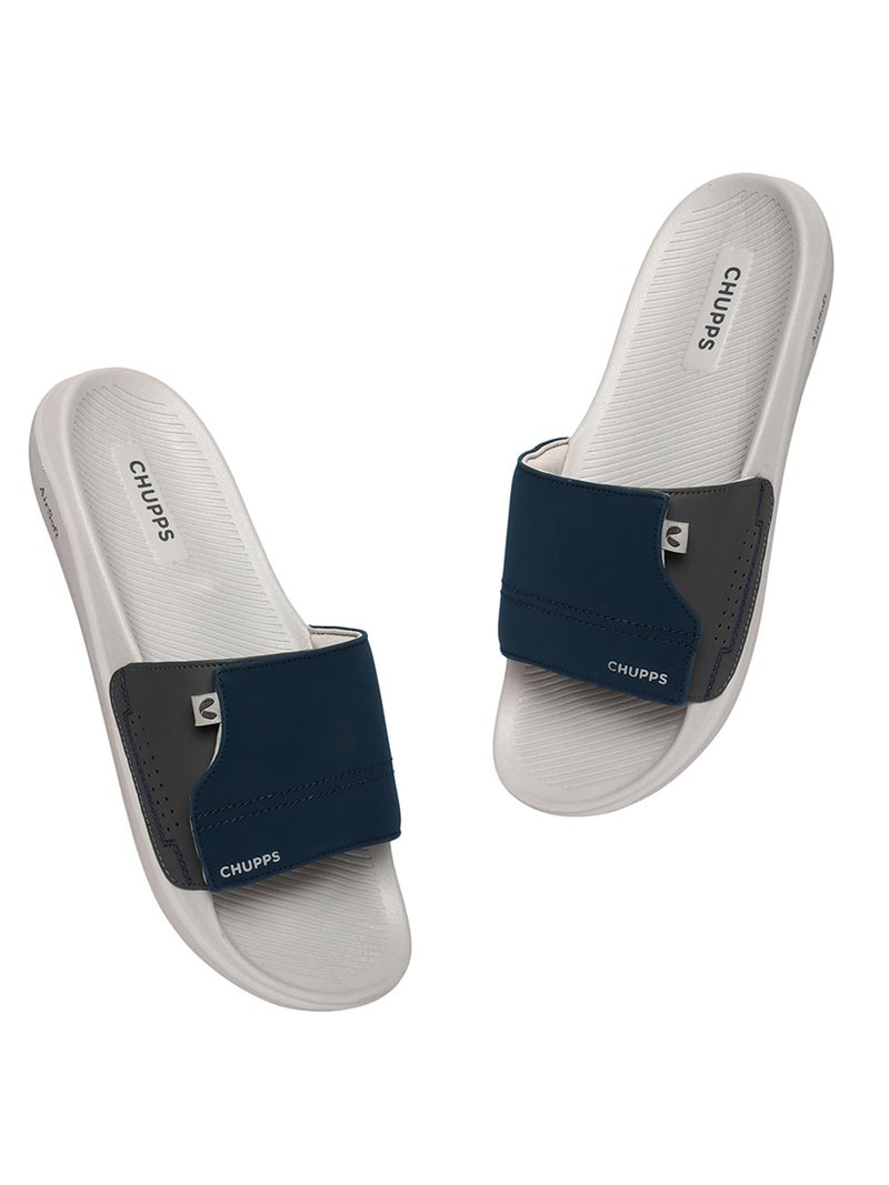 CHUPPS Urban One Vapor Slider for Men, FOAM6 Upper Technology (6mm Foam) Snug Fit with Airsoft Footbed (Contoured & Cushioned) for Super Comfort Flip Flop Slipper Navy Grey - Image 3