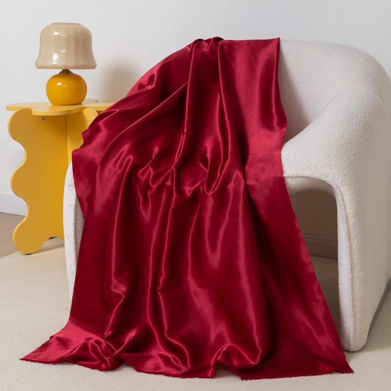 Filloxy FILLOXY Satin Fabric Charmeuse Satin Fabric Silky Shiny Cloth Fabric Smooth Bridal Satin Fabric for Wedding Dress Clothing Making DIY Crafts Sewing Pillow Cover RED 5 Meter  - Image 3
