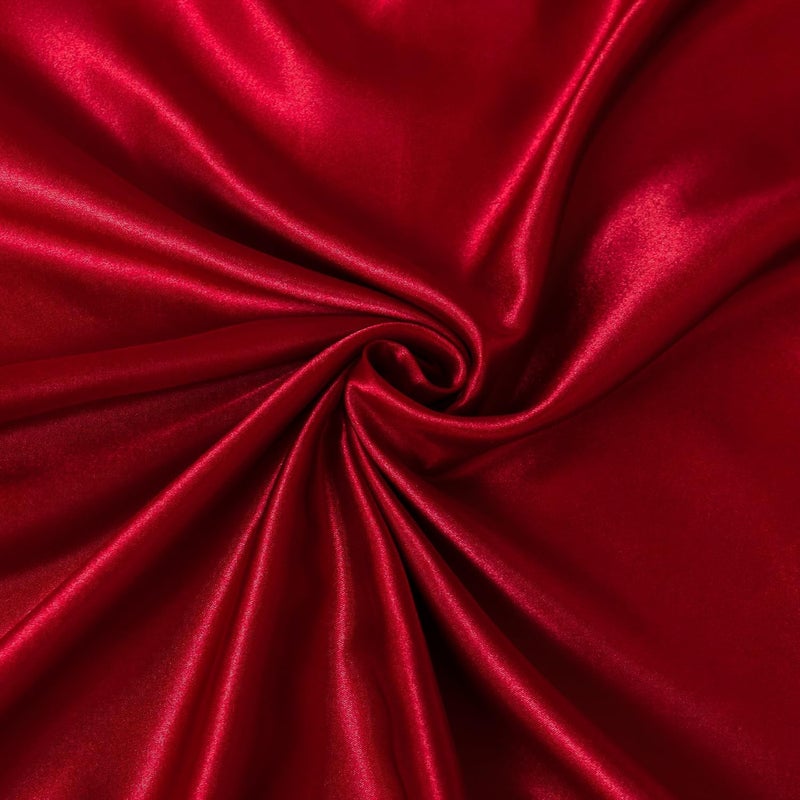 Filloxy FILLOXY Satin Fabric Charmeuse Satin Fabric Silky Shiny Cloth Fabric Smooth Bridal Satin Fabric for Wedding Dress Clothing Making DIY Crafts Sewing Pillow Cover RED 5 Meter  - Image 1