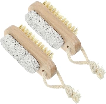 minkissy 2pcs Double Sided Scrub Pumice Stone Brush Pedicure Tools for Feet Dry Dead Skin Remover for Hands Foot File Exfoliation Hair Length 2cm - Image 1