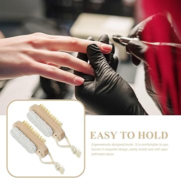 minkissy 2pcs Double Sided Scrub Pumice Stone Brush Pedicure Tools for Feet Dry Dead Skin Remover for Hands Foot File Exfoliation Hair Length 2cm - Image 5
