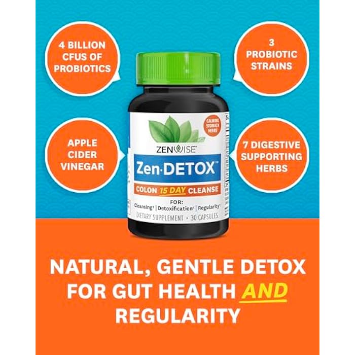 Zenwise Health 15-Day Colon Detox Cleanse for Digestive Health - Gut Detox Pills for Digestion & Bloating Relief - Herbal Blend with Psyllium Husk, Senna Leaf, Bromelain, ACV & Probiotics - 30 Count - Image 3