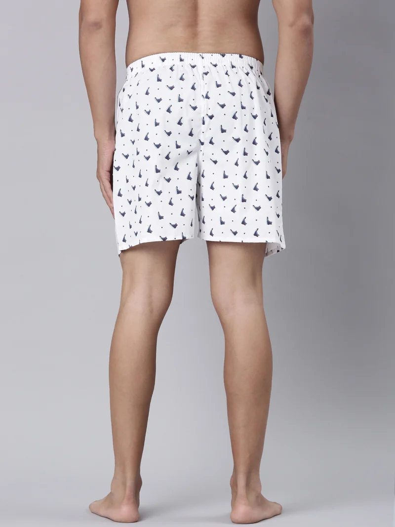 جوفن بوكسرات قطن نقي مطبوعة بجيوب جانبية للرجال - عبوة من