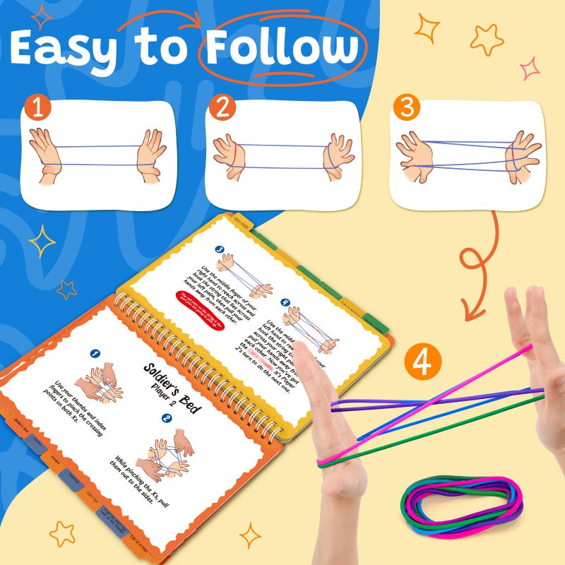 Kasfalci String Figure Game Book with String, Classic String Games with Step-by-Step Instructions, Fine Motor Skills Toys, String Figure Book, Gifts for Kids 6â€“12 Year Old, Girl Boy Gift, Kids Books - Image 3