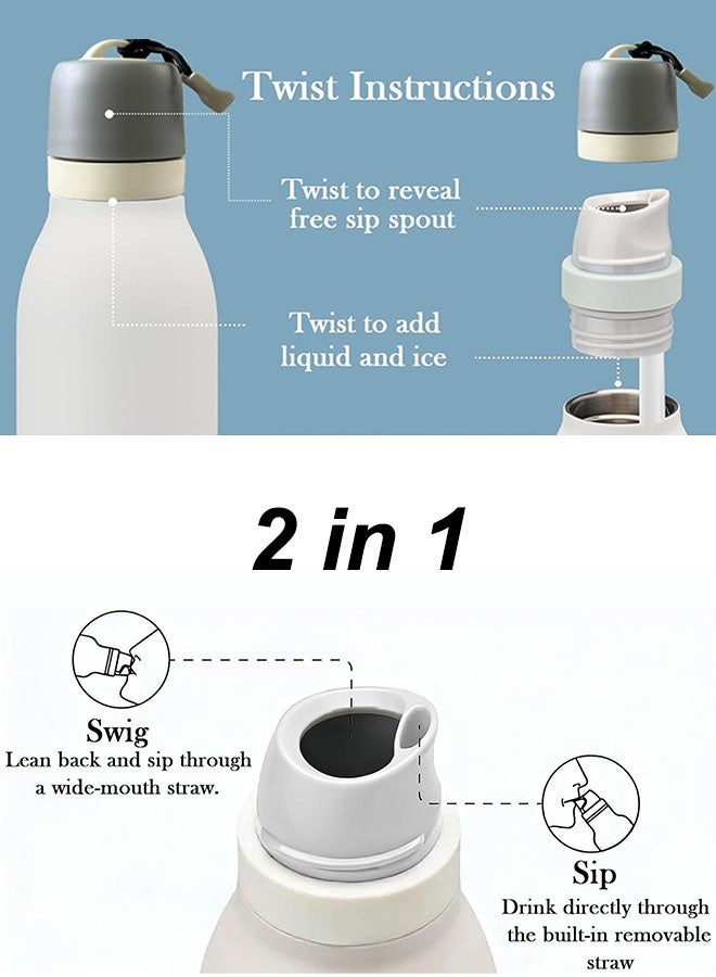 ROEIEIS Insulated Stainless Steel Drinking Bottle with Straw 18oz - BPA Free, Ideal for Sports, Fitness, Travel, Yoga and Outdoors - Image 2