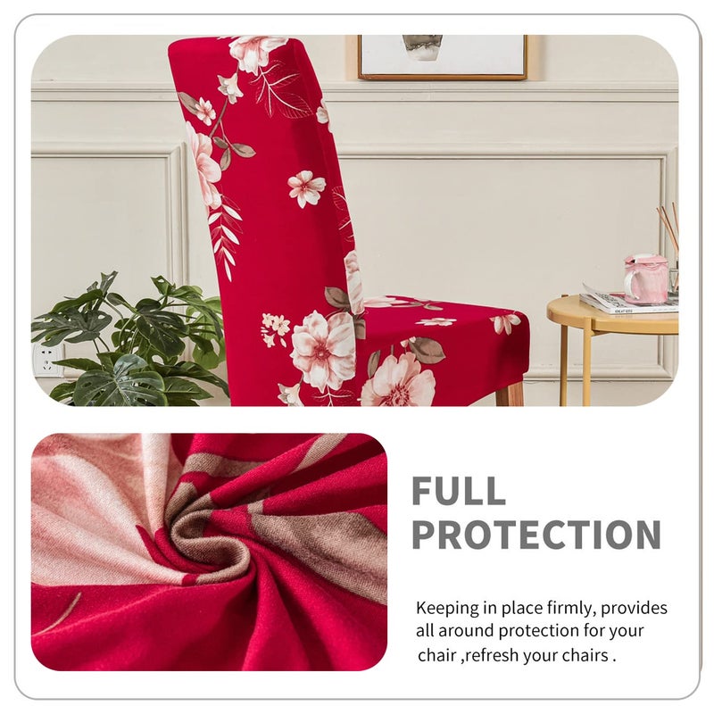 Deisy Dee XL/Oversized Removable Washable Soft Spandex Extra Large Dining Room Chair Covers for Kitchen (red Flower, 2) - Image 5