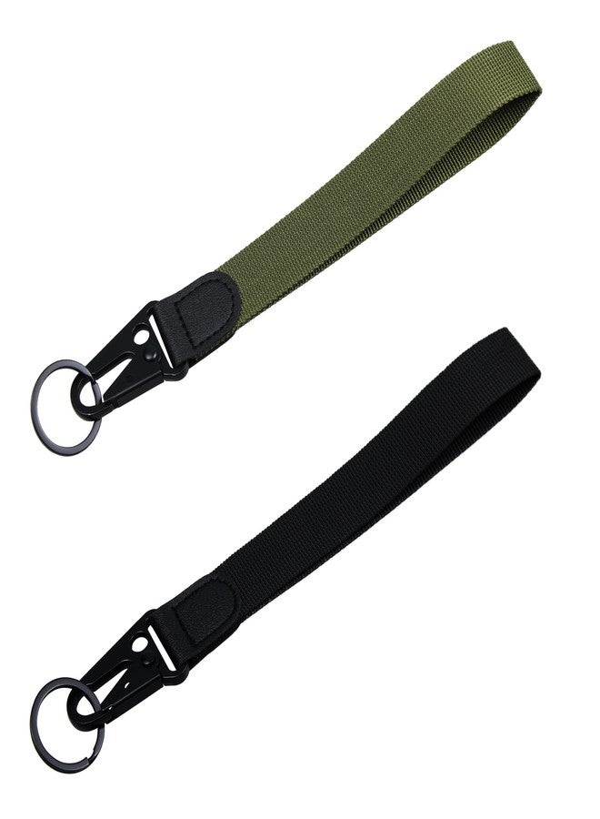 Septe 2PCS keychain lanyard,wrist lanyard for keys(Black+green) - Image 1