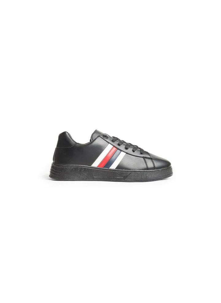 Desert Side Colored Fashion Flat Sneakers For Men - Black 