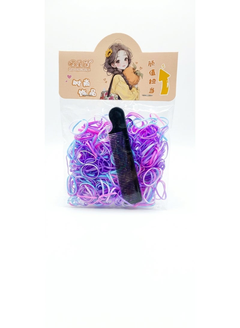 Mini high-elasticity elastic hair ties set with styling comb - an economical pack for versatile and creative hairstyles - Image 1
