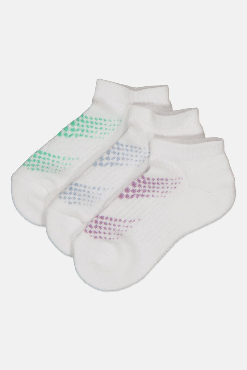 RBX Toddlers Girl 3 Pairs Graphic Print Ankle Socks, White  - Image 1