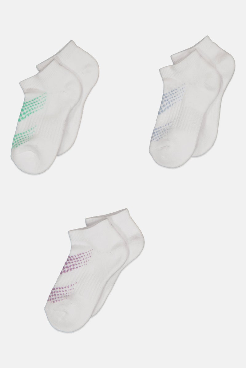 RBX Toddlers Girl 3 Pairs Graphic Print Ankle Socks, White  - Image 2