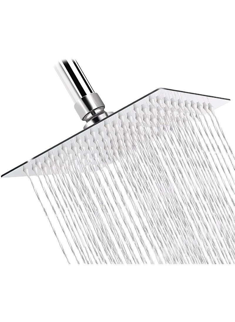 Carnival CARNIVAL Heavy Duty Ultra Slim Square 8x8 Overhead Shower | Stainless Steel 304 Rainfall Shower Head For Bathroom | Adjustable Angles With Premuim Chrome Finish WIthout Arm (8x8)  - Image 1