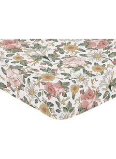 Sweet Jojo Designs Vintage Floral Boho Girl Fitted Crib Sheet Baby or Toddler Bed Nursery - Blush Pink, Yellow, Green and White Shabby Chic Rose Flower Farmhouse  - Image 3