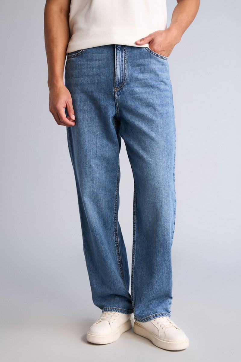DeFacto Blue Man Baggy Fit Trousers Casual - Image 3