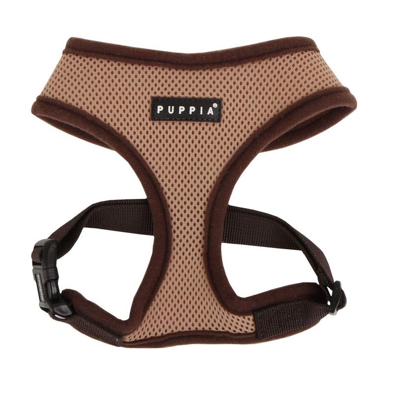 Puppia Soft Dog Harness No Choke Over-The-Head Triple Layered Breathable Mesh Adjustable Chest Belt and Quick-Release Buckle, Beige, Large - Image 1