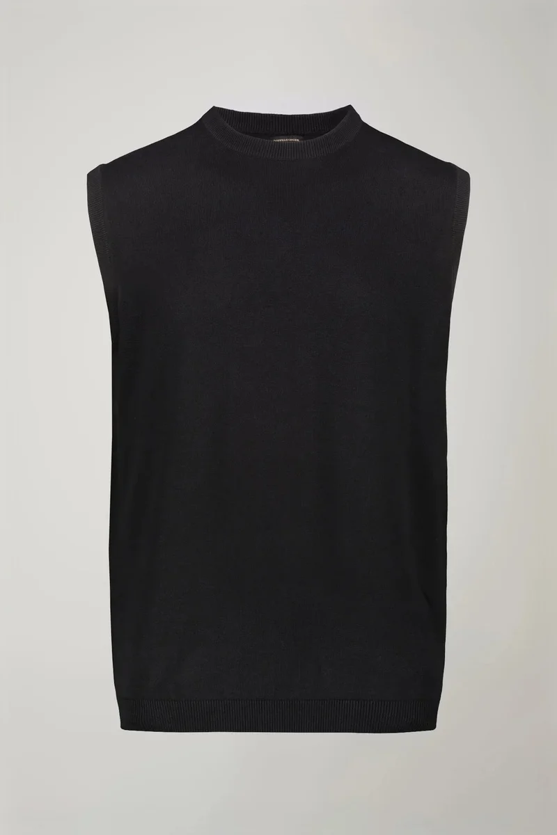 دوبل غانغر Men's roud neck sweater 100% cotton regular fit - Black