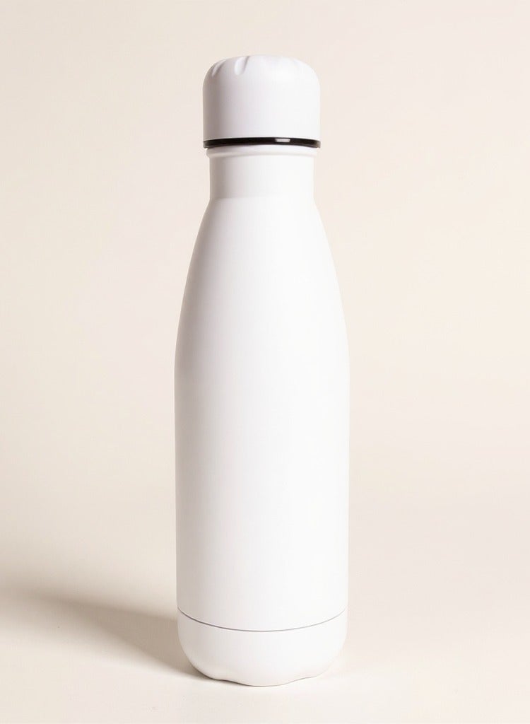 زجاجة ماء حرارية 500 مل استانلس ستيل 304 مزدوجة الجدار قارورة معزولة تحافظ على السخونة والبرودة قارورة سفر محكمة الإغلاق للرياضة والمكتب أبيض - Image 1