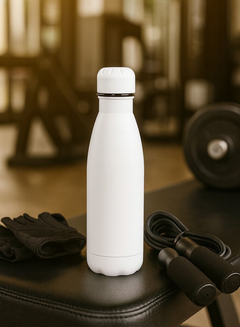 زجاجة ماء حرارية 500 مل استانلس ستيل 304 مزدوجة الجدار قارورة معزولة تحافظ على السخونة والبرودة قارورة سفر محكمة الإغلاق للرياضة والمكتب أبيض - Image 3