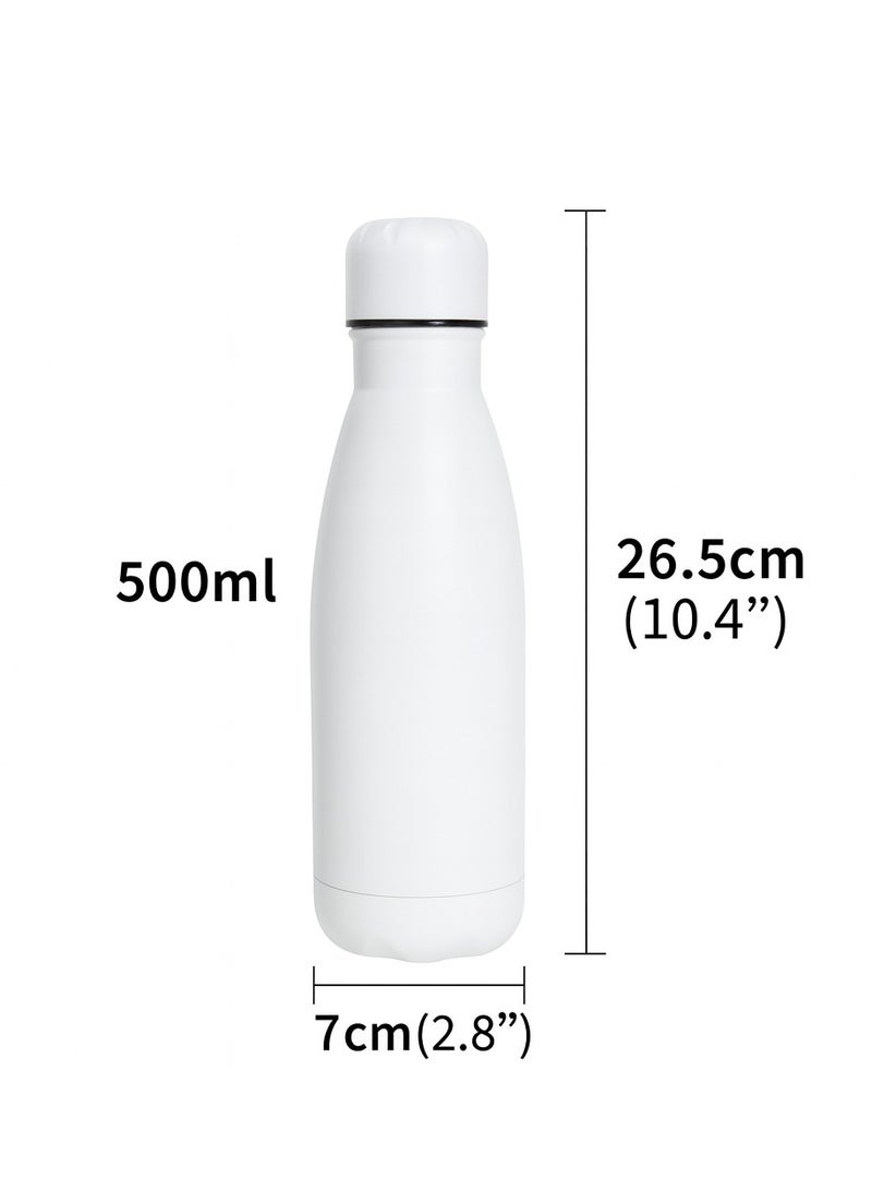 زجاجة ماء حرارية 500 مل استانلس ستيل 304 مزدوجة الجدار قارورة معزولة تحافظ على السخونة والبرودة قارورة سفر محكمة الإغلاق للرياضة والمكتب أبيض - Image 4