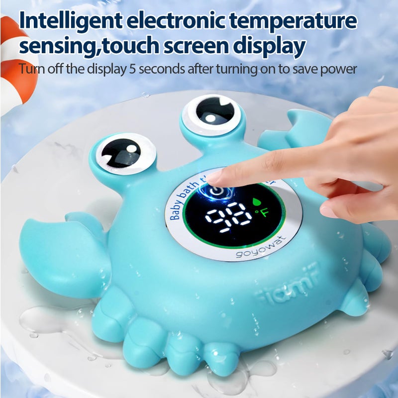 Goyowat Baby Bath Thermometer Crab Toy - Digital Floating Water Thermometer with LED Display & Color Alerts for Infants, Cute Bath Tub Sensor & Safe Bath Time Essential Toy - Image 2