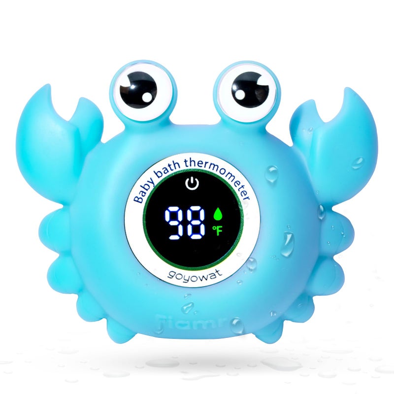 Goyowat Baby Bath Thermometer Crab Toy - Digital Floating Water Thermometer with LED Display & Color Alerts for Infants, Cute Bath Tub Sensor & Safe Bath Time Essential Toy - Image 1