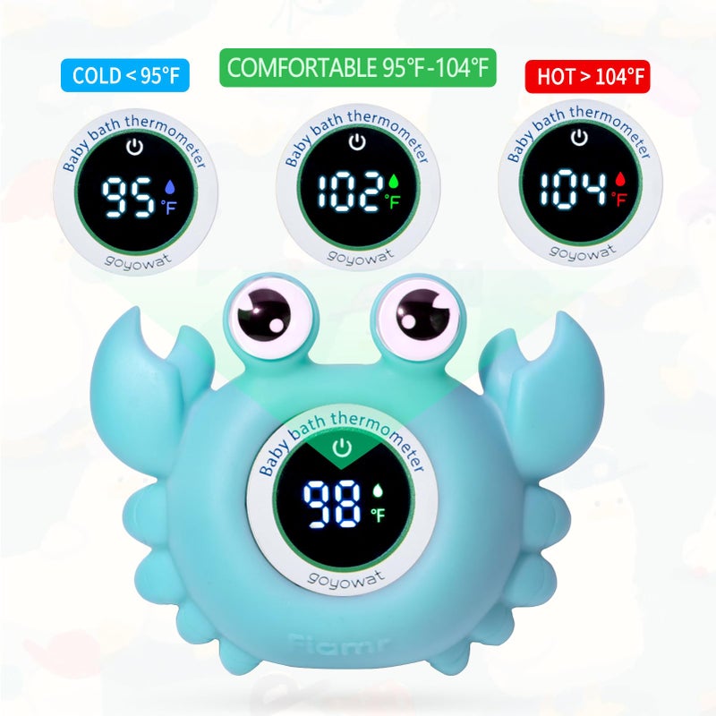 Goyowat Baby Bath Thermometer Crab Toy - Digital Floating Water Thermometer with LED Display & Color Alerts for Infants, Cute Bath Tub Sensor & Safe Bath Time Essential Toy - Image 3