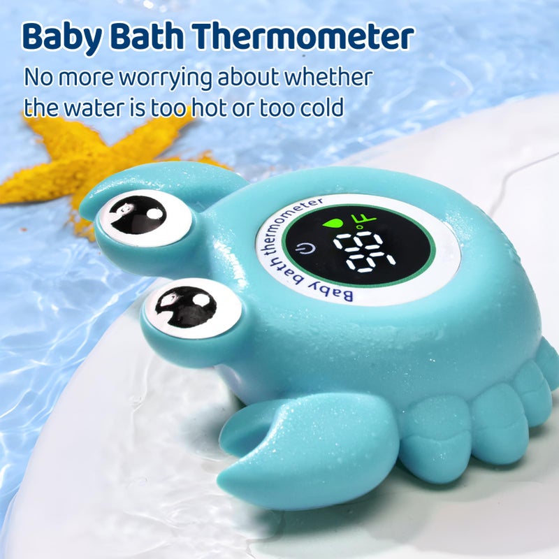 Goyowat Baby Bath Thermometer Crab Toy - Digital Floating Water Thermometer with LED Display & Color Alerts for Infants, Cute Bath Tub Sensor & Safe Bath Time Essential Toy - Image 4