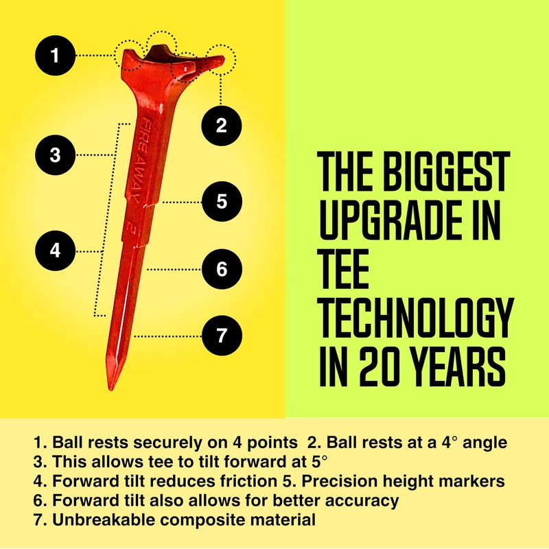 FIRE AWAY Premium Golf Tees, Reduced Ball Spin, Less Friction & Precision Height Markers for Perfect Trajectory, Made of Special Unbreakable Advanced Composite Blend (Pack of 4) - Image 5