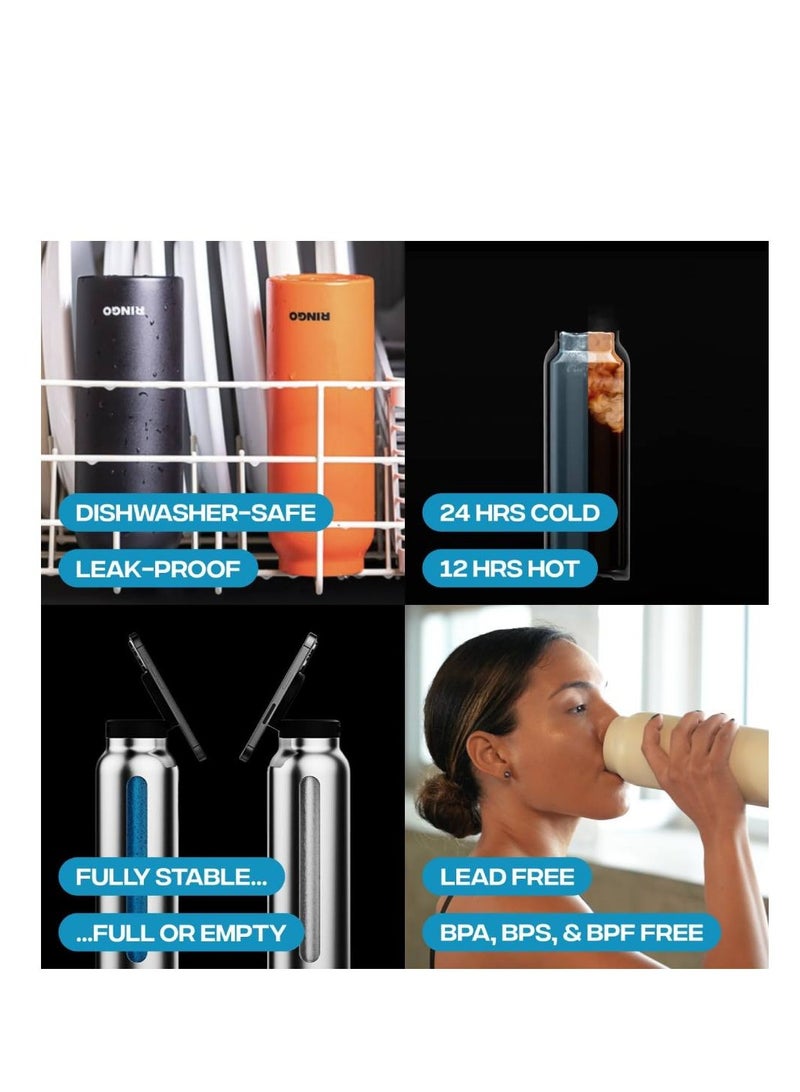 terrion All-in-One Water Bottle, Tripod, & Magnetic Phone Mount: Stainless Steel Insulated Water Bottle with Magnetic Tripod Phone Holder, Hot 12 Hours, Cold 24 Hours, Works with Any Device - Black - Image 4