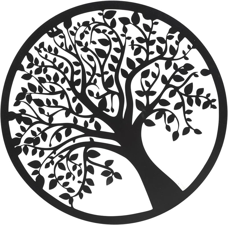 GLOGLOW Metal Tree of Life Wall Art, Black, Decorative Hanging Tree Plaque, 11.81 X 11.81 Inches for Living Room or Bedroom - Image 1