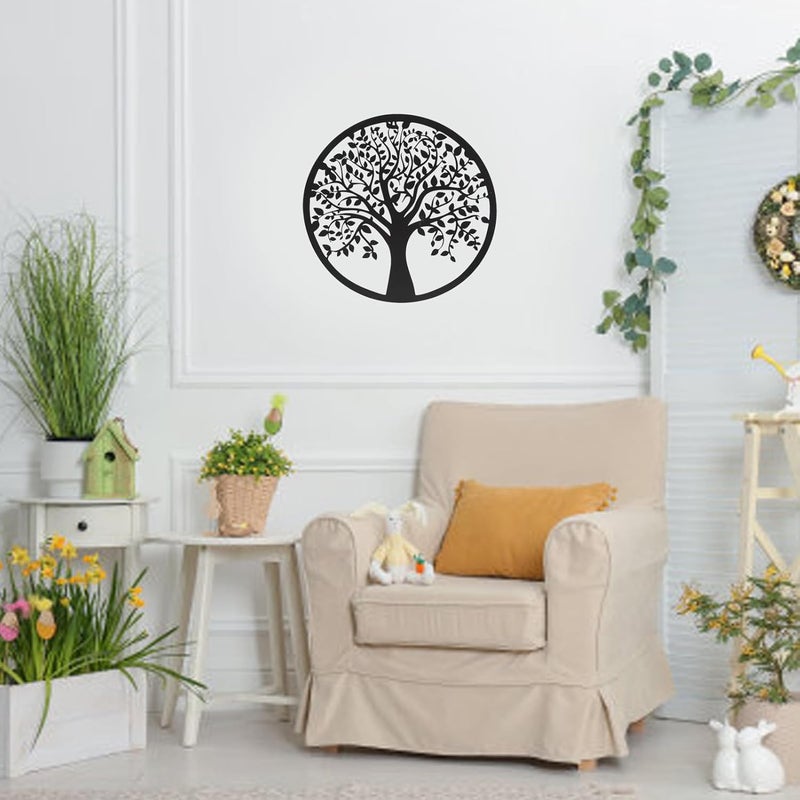 GLOGLOW Metal Tree of Life Wall Art, Black, Decorative Hanging Tree Plaque, 11.81 X 11.81 Inches for Living Room or Bedroom - Image 3