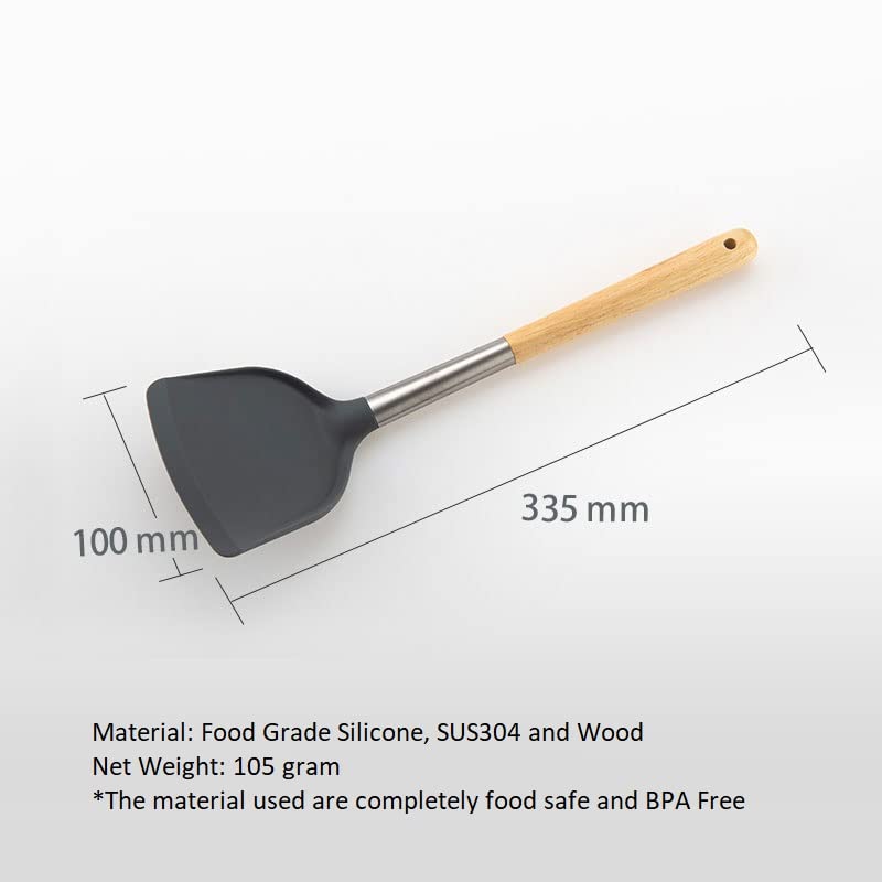 UPC Premium Silicone Cookware Spatula Palta/Turner, Kitchen Essential, Non-Stick, Food Safe, high Temperature Resistant for Daily use (Set of 3 (Kalchi, Turner & Spoon)) - Image 3