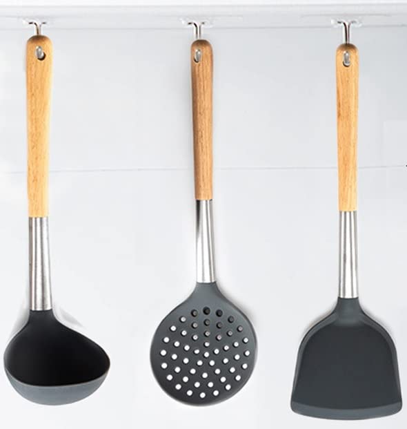 UPC Premium Silicone Cookware Spatula Palta/Turner, Kitchen Essential, Non-Stick, Food Safe, high Temperature Resistant for Daily use (Set of 3 (Kalchi, Turner & Spoon)) - Image 1