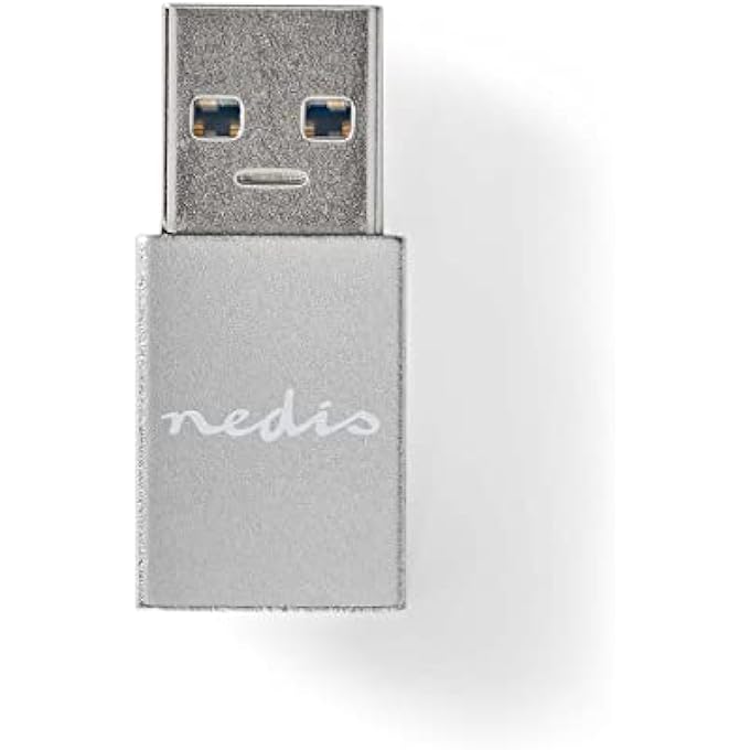 NEDIS CCGB60925GY USB ADAPTER | USB 3.2 GEN 1 | USB-A MALE | USB TYPE-C™ FEMALE | NICKEL PLATED | STRAIGHT | METAL | BLACK | BLISTER - Image 1