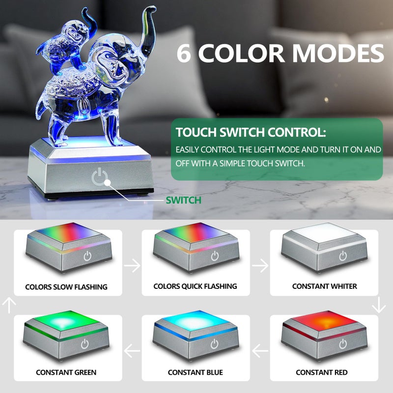 ZEERSHEE 2.6*1.2inch Multicolor LED Light Base for Acrylic 3D Glass Resin Art Lighted Square Display Stand(Flat) - Image 3