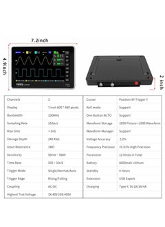 KASTWAVE Handheld Tablet 1013D Oscilloscope - 2 Channels 100Mhz, 1GSa/s Sampling Rate, 7" TFT LCD Touch Screen  - Image 5