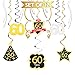 LINGTEER Happy 60th Birthday Decorations Set 12Pcs Black Gold Swirls StreamerHappy Birthday Bunting BannerCheers to Sixty Years Old Bday Party Decorations Gift Sign - Image 3