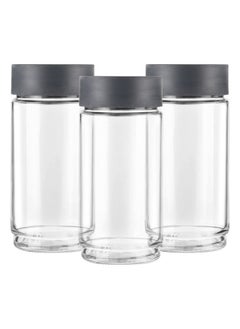 Cello CELLO Modustack Glassy Storage Jar | Glass Jar with Lid | Air Tight Steel Lid and Stackable | For Storage of Food, Pulses, Spice, Cereals, Cookies, Dry Food | Set of 3 | 1000ml, Grey  - Image 2